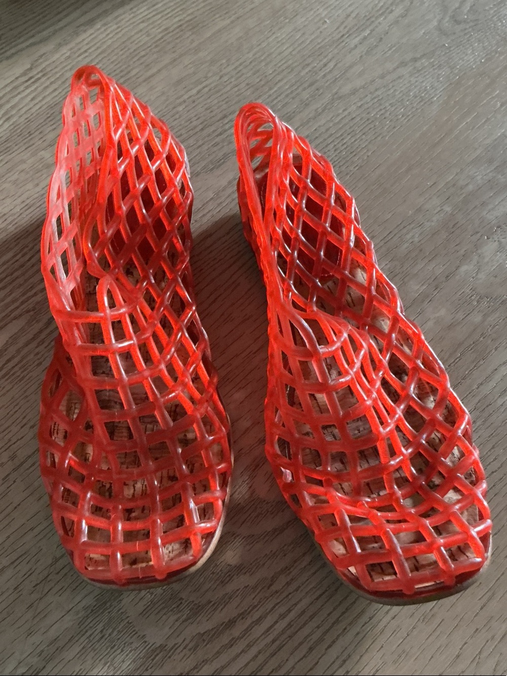 Women's Red Open-Weave Slip-On Flats women well worn jelly size 8.5